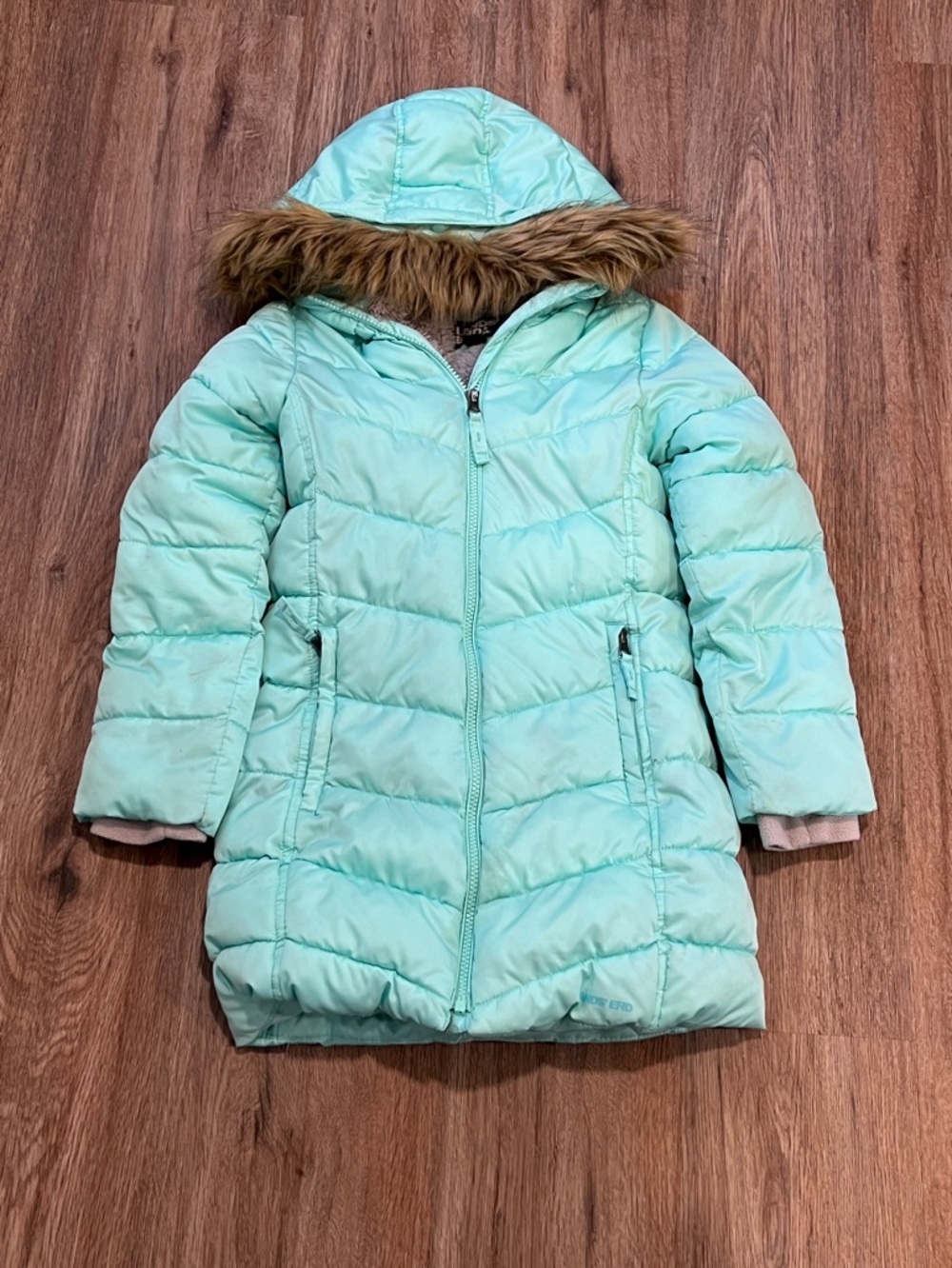 Girls Fleece Lined Parka Light Turquoise Size M (8)
